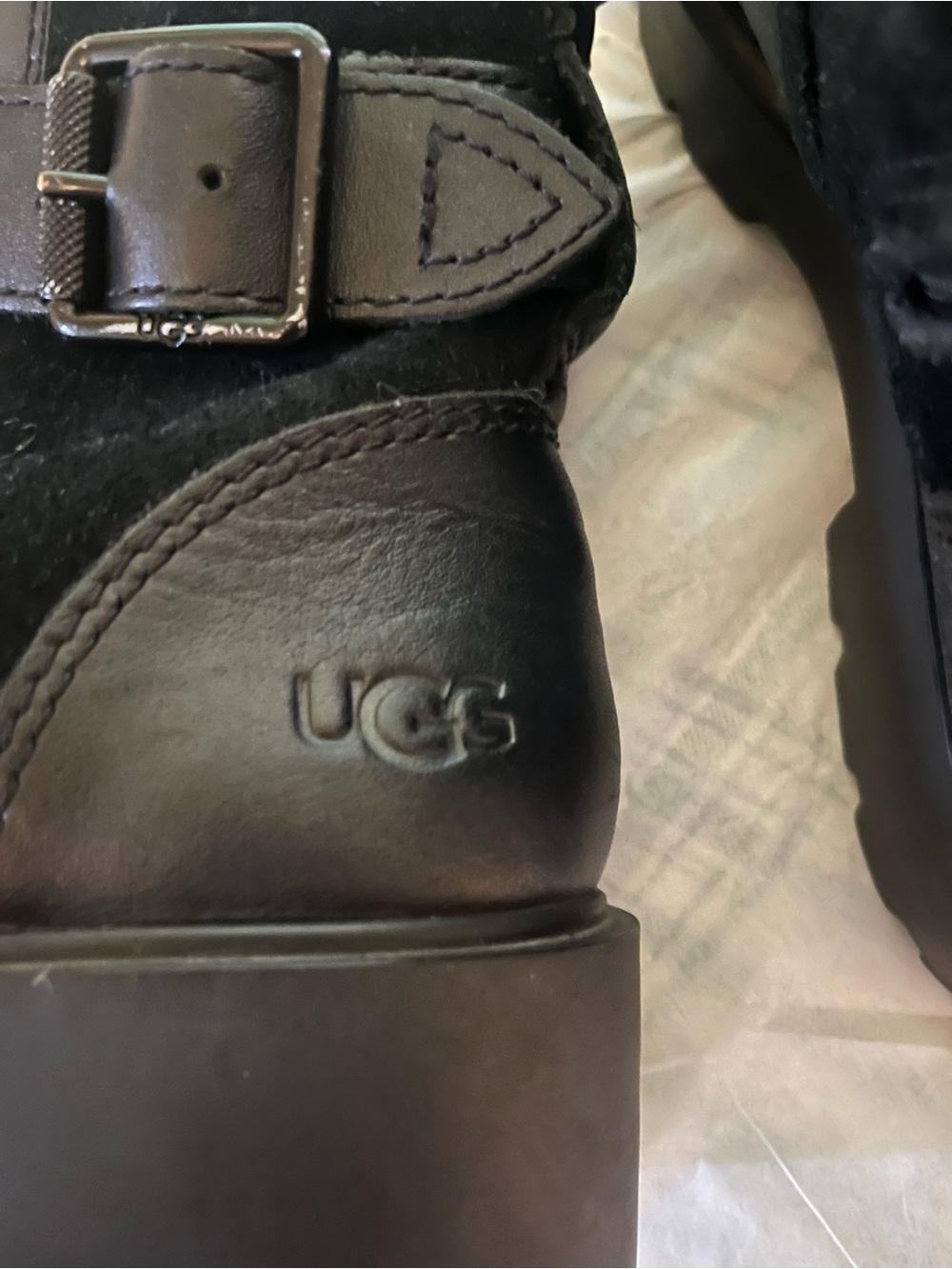 UGG women’s new Black Leather Buckle Ankle Boots